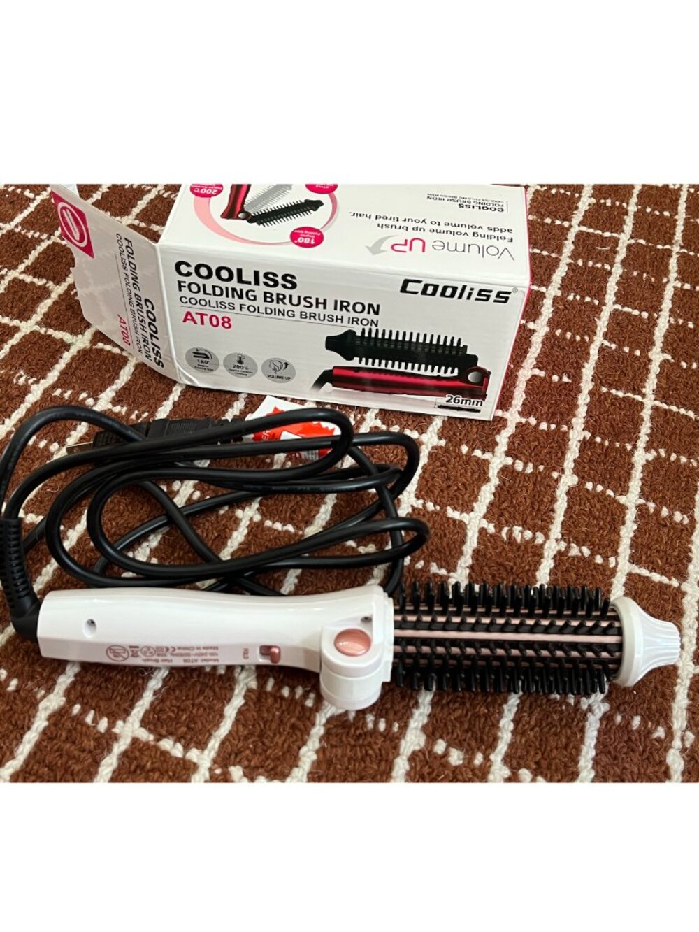 NIB Cooliss Professional Folding Hair Brush Curler Iron AT08 Travel Salon